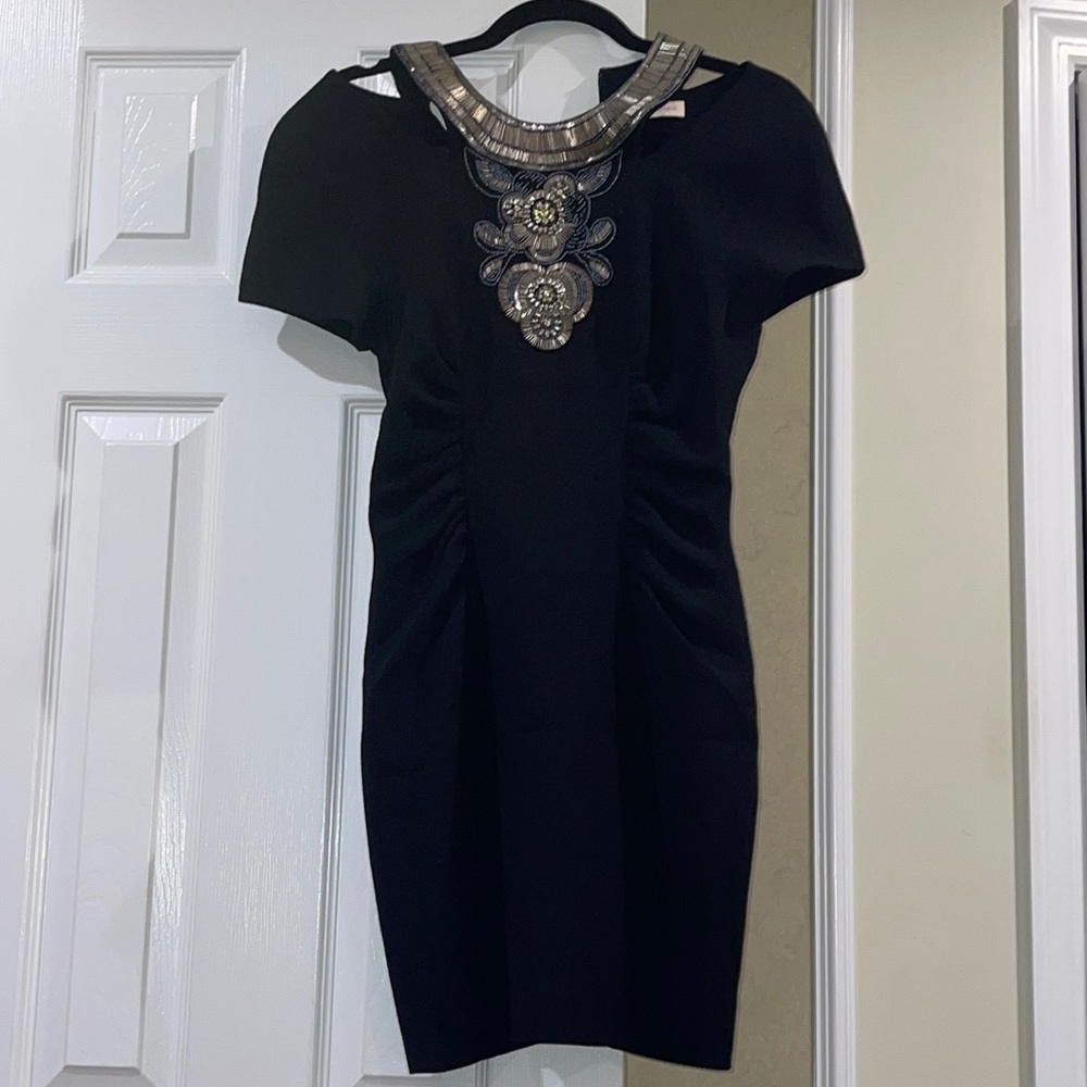 Black Matthew Williamson Dress with Silver Appliqué
